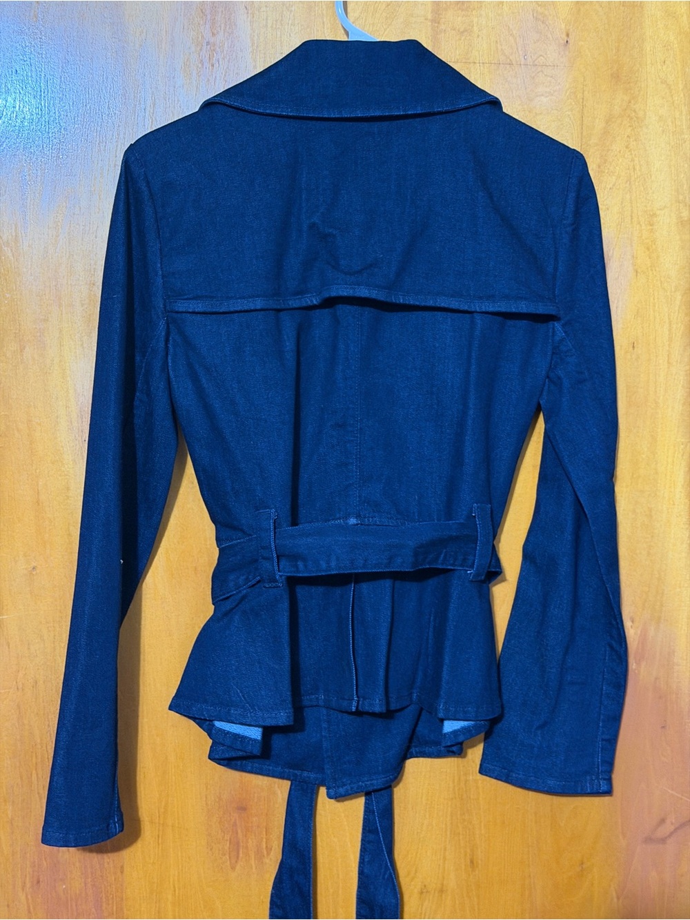 SHOW PRICE White House Black Market DENIM Belted Wrap Blazer sz4 or 8 Retail$110 - Picture 3 of 5